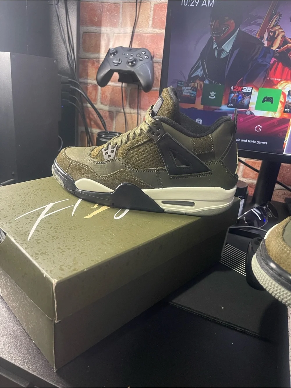 Jordan Air Jordan 4 Retro SE Craft GS - Olive Green & Pale Vanilla